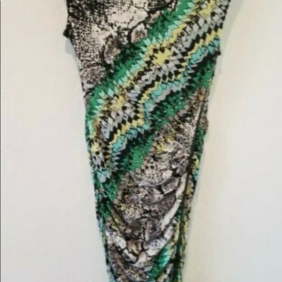 BCBG MaxAzria green black snake bodycon dress with zipper XS - Picture 9 of 9